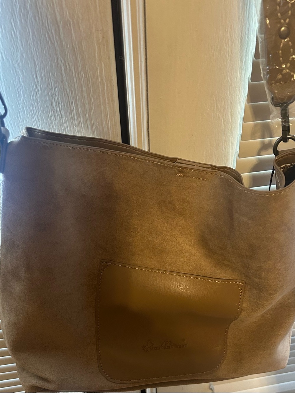 Montana West Tan Fringe Suede Hobo Bag - Picture 2 of 3